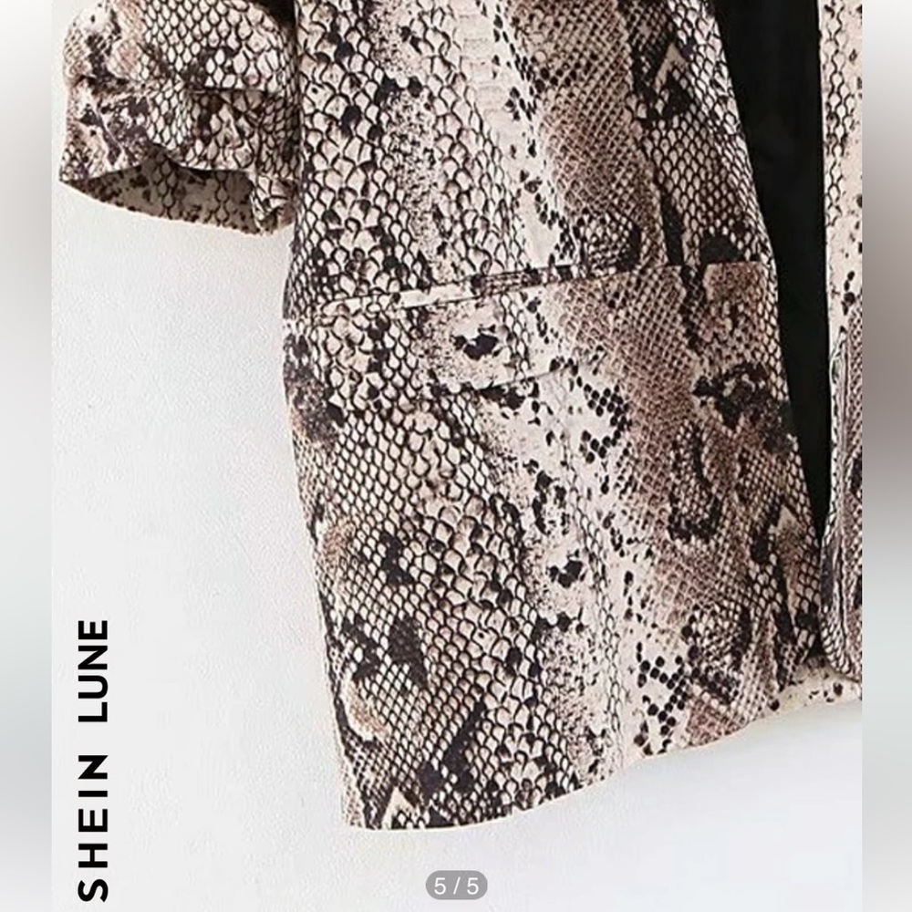 SHEIN | Snakeskin print open blazer - Picture 3 of 11